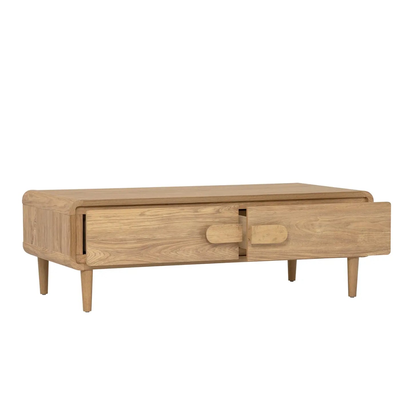 Scandinavian Oak Coffee Table with Storage Drawers