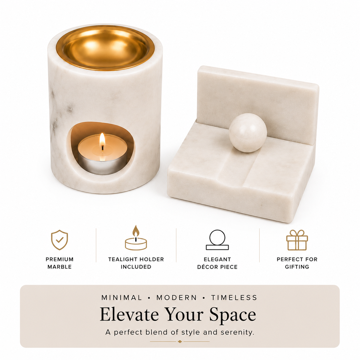 Marble Infuser Burner & Card Stand Combo