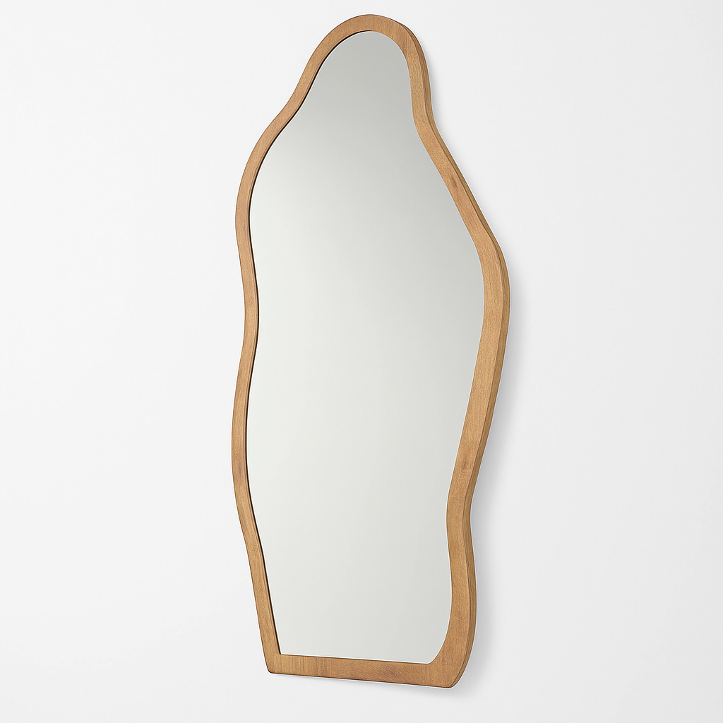 Organic Shaped Wooden Frame Mirror