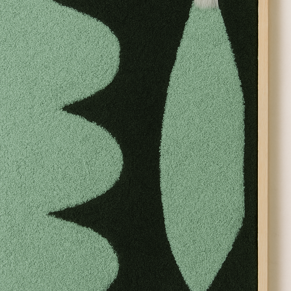 AuraLivin Tufted Abstract Wall Art – Mint Green on Black