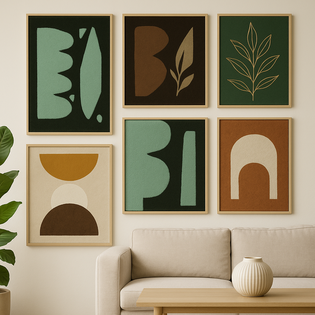 AuraLivin Tufted Abstract Wall Art – Mint Green on Black