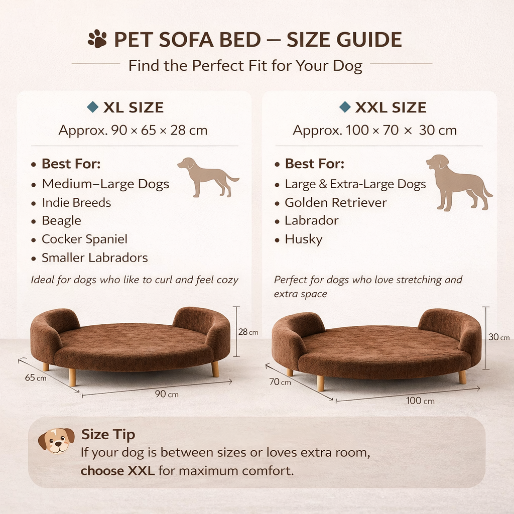 Luxe Raised Pet Sofa Bed for Large Dogs – Lavender | XL & XXL Sizes