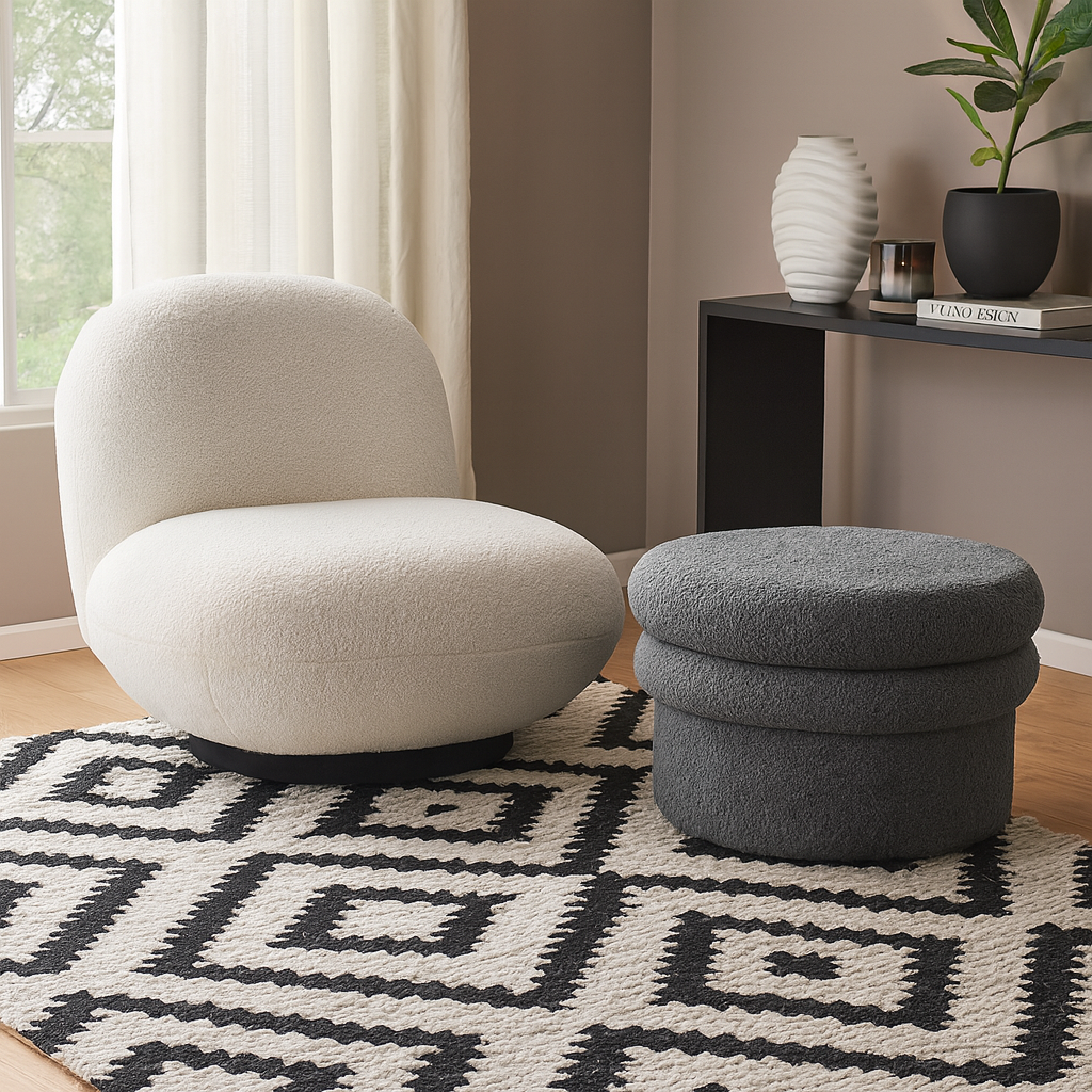 Green Mist Pouf – Comfortable Upholstered Seating
