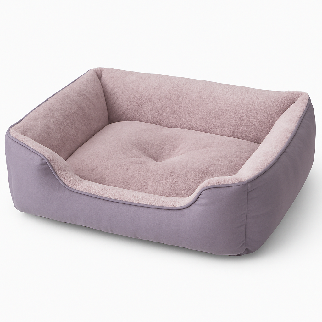 Plush Rectangular Pet Bed with Raised Sides