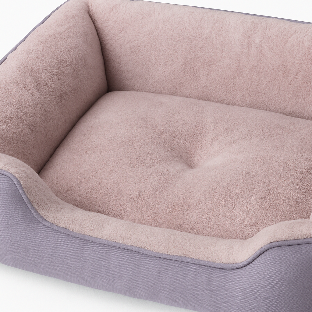 Plush Rectangular Pet Bed with Raised Sides