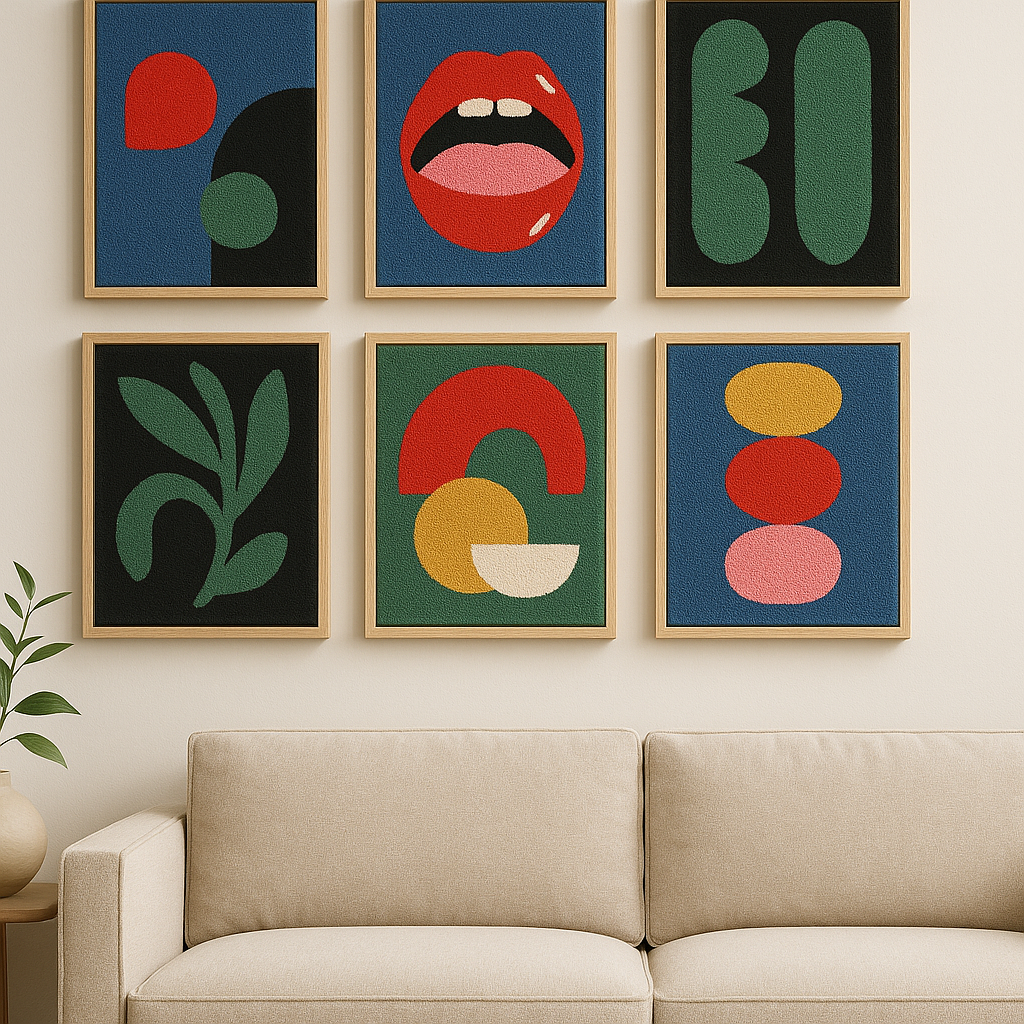 AuraLivin Tufted Wall Art – Bold Lips & Abstract Textures