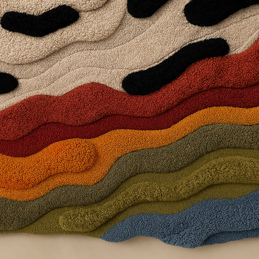 AuraLivin Tufted Wall Art – Textured Waves in Multi-Color