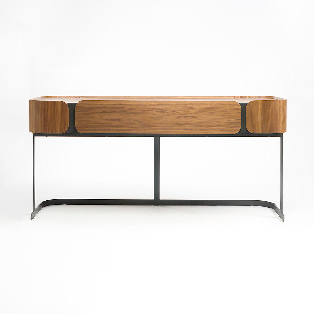 Kyleron Prime Study Desk – Walnut Veneer with Metal Legs