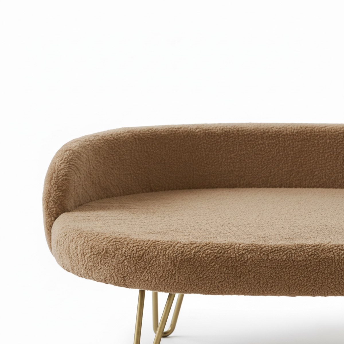 Luxe Plush Pet Bed with Gold Legs – Beige (Sofa-Style)
