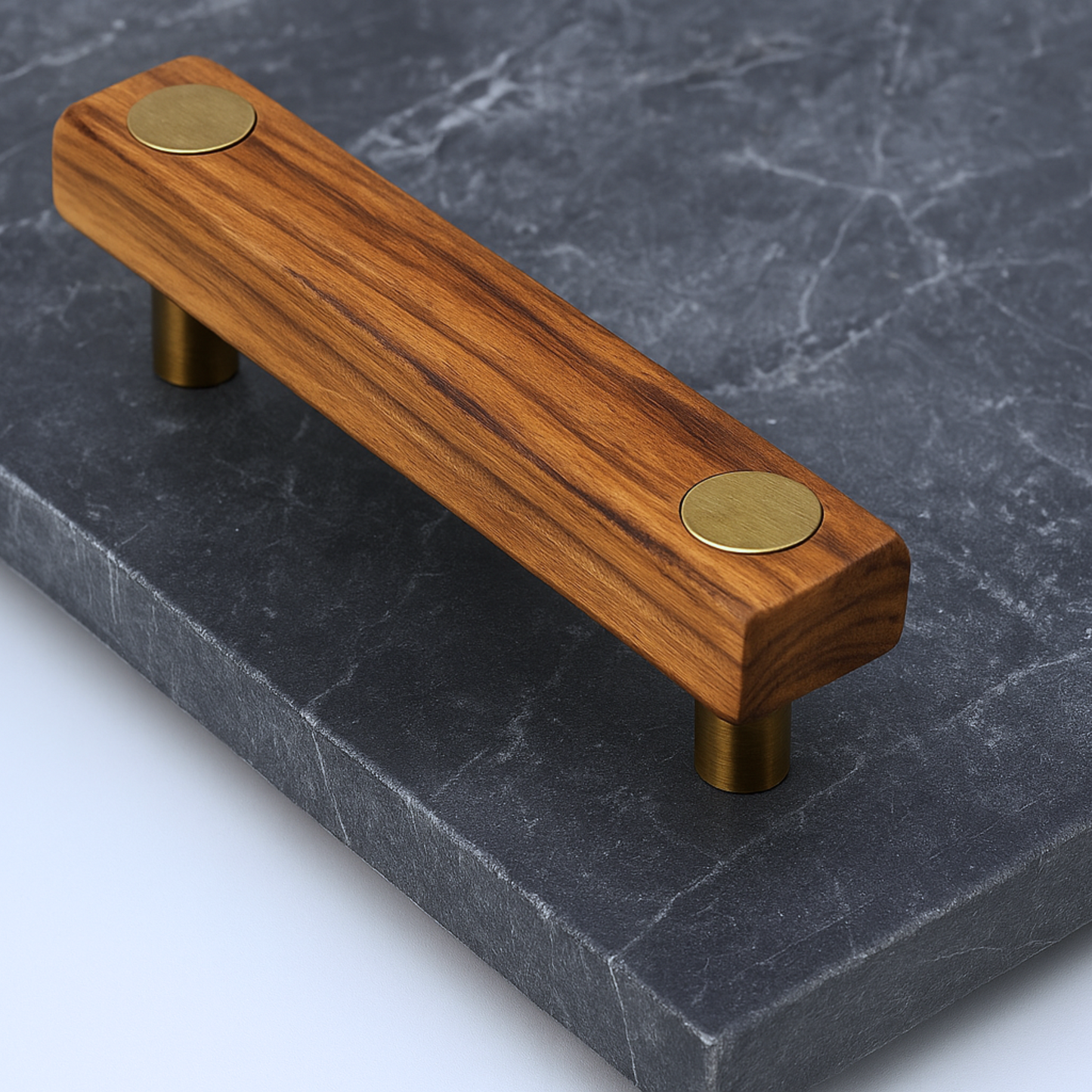 Black Marble Serving Tray with Wooden Handles