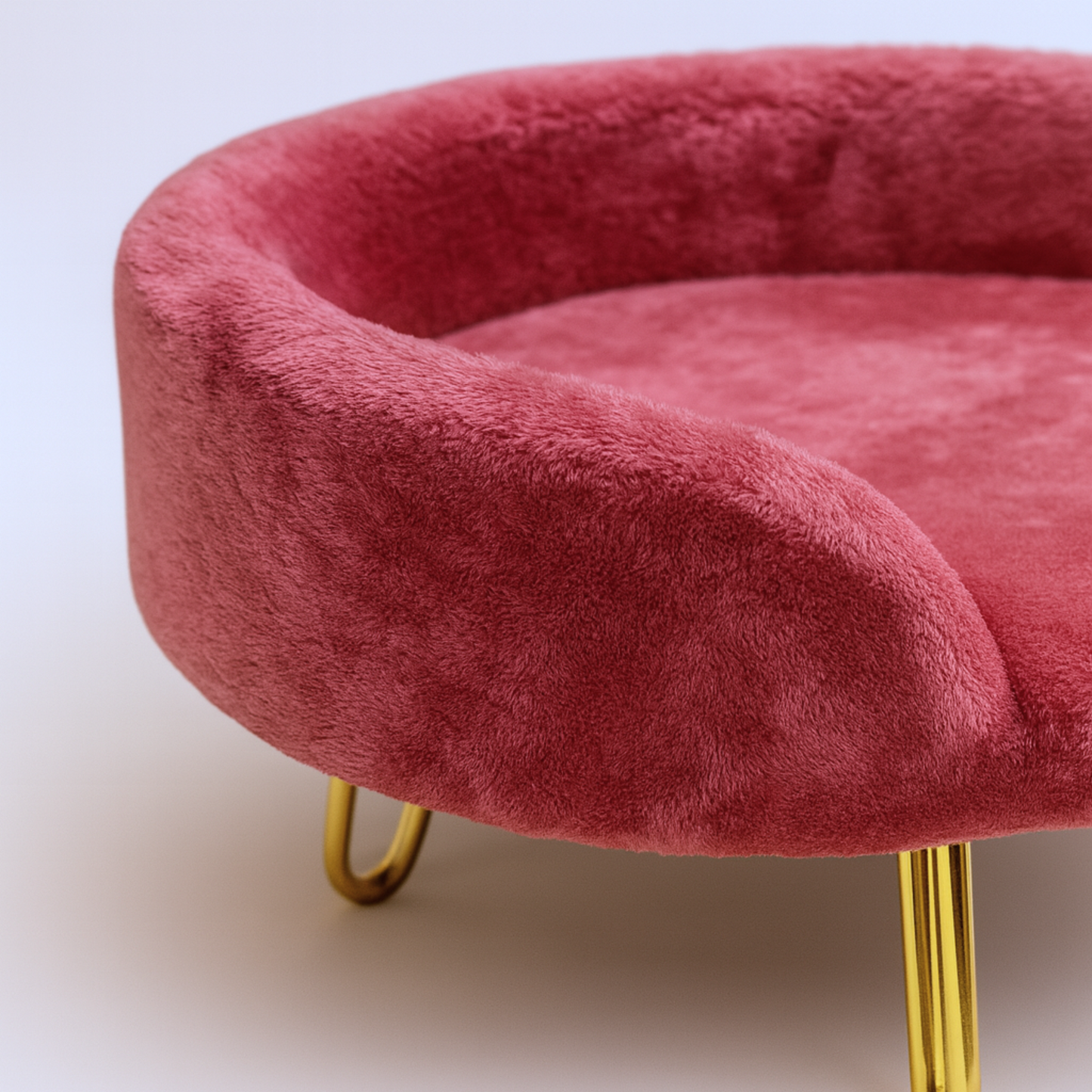 Luxury Plush Pet Bed with Golden Legs – Semi-Enclosed Sofa Design