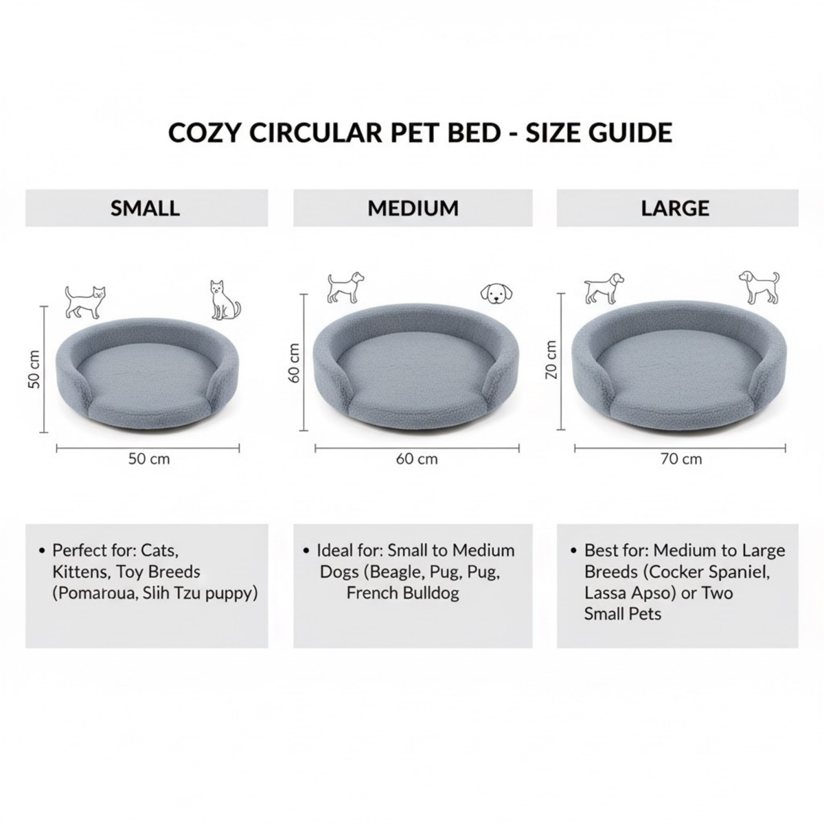 CloudRest Pet Bed Misty Grey – Ultra Soft & Supportive Round Cushion for Dogs & Cats