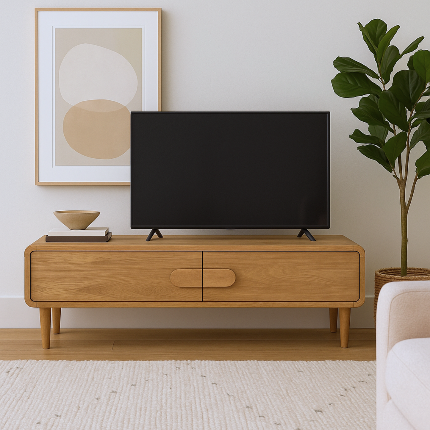 Scandinavian Oak Coffee Table with Storage Drawers