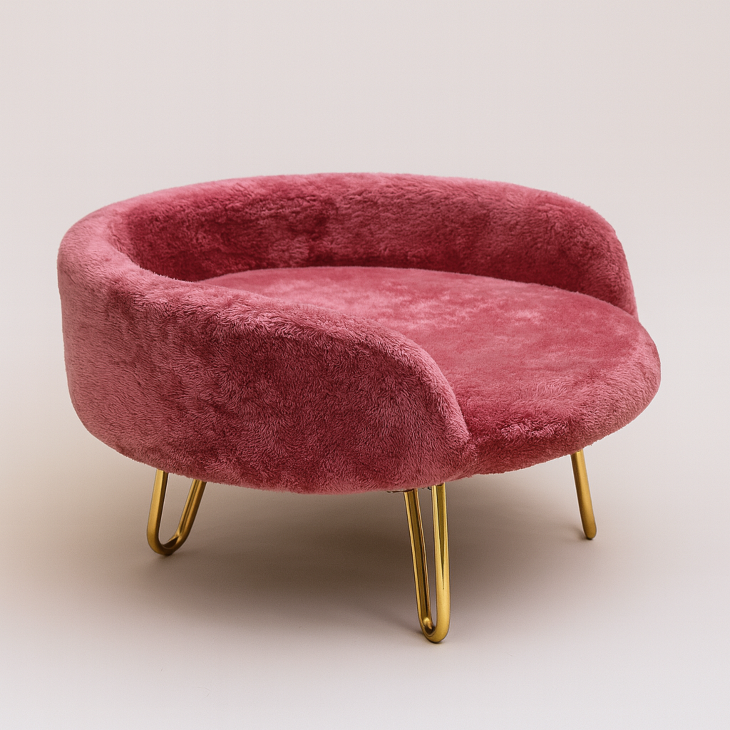 Luxury Plush Pet Bed with Golden Legs – Semi-Enclosed Sofa Design