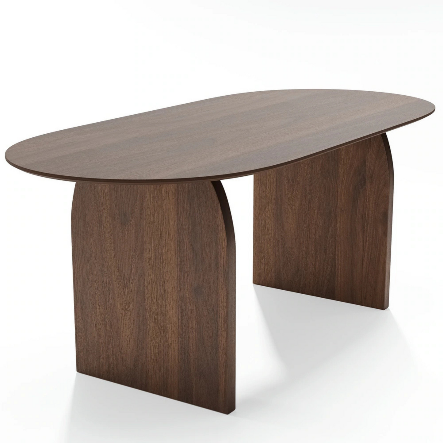 Walnut Oval Dining Table with Curved Slab Legs