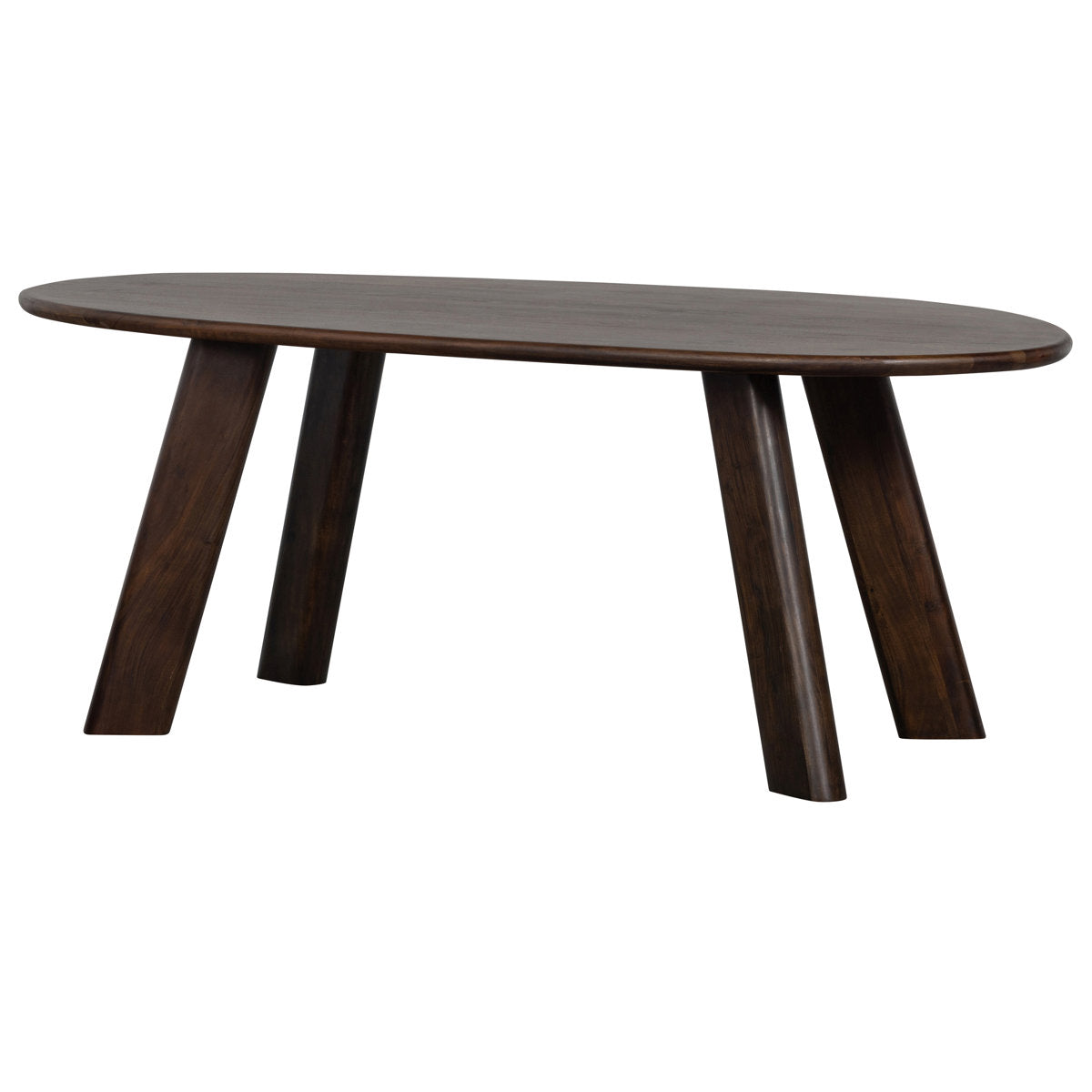 Solid Wood Oval Center Table – Dark Walnut Finish