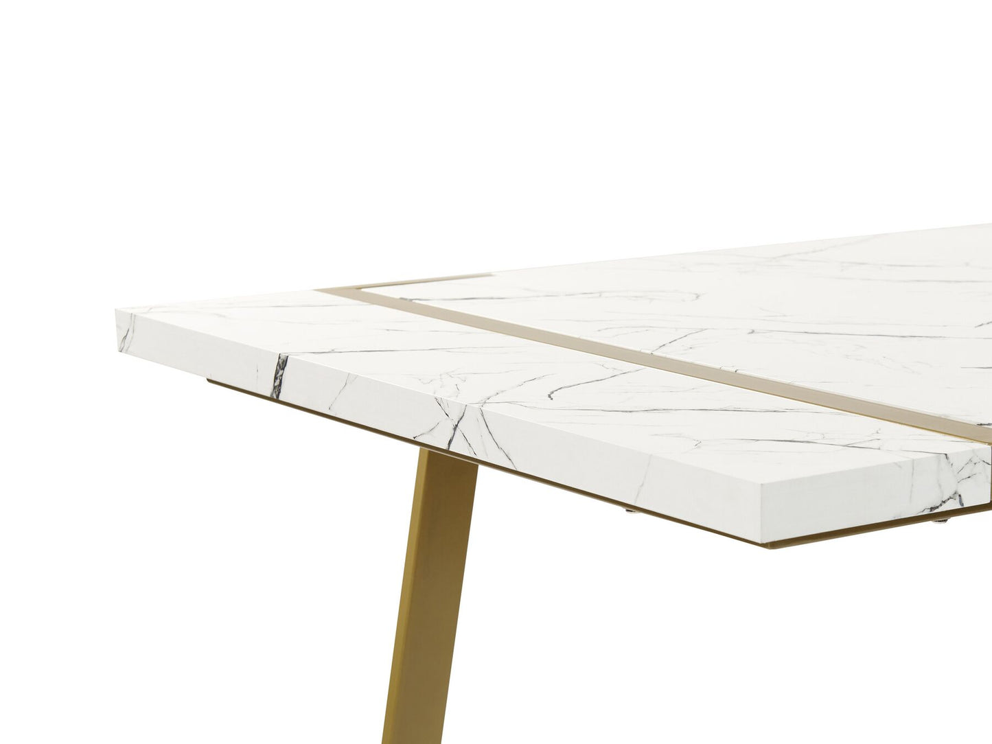 White Marble Dining Table with Gold Metal Base