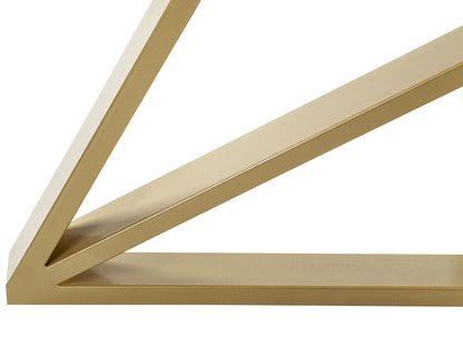White Marble Top Dining Table with Gold Geometric Base