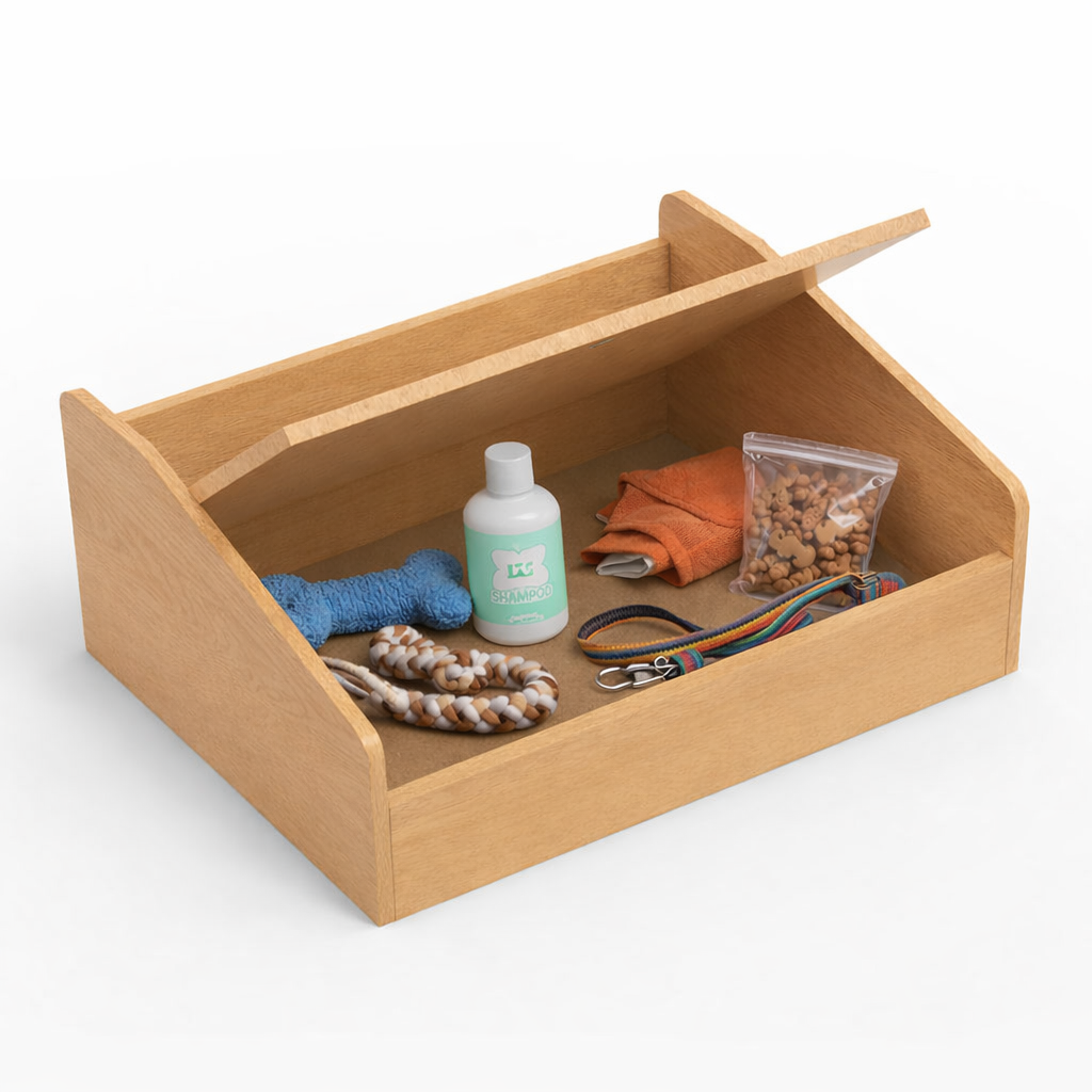 SmartLivin Storage Pet Bed with Cushion - Virgin oak