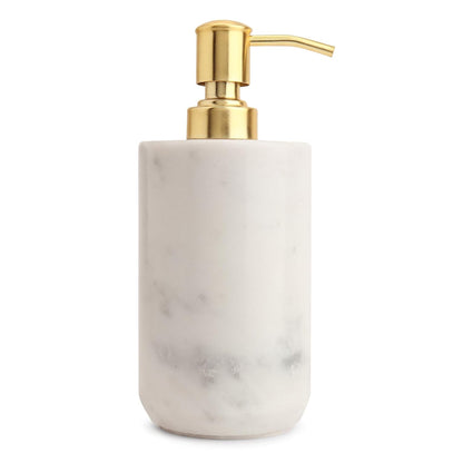 White Marble Bathroom Accessory Set with Gold Detailing – 5 Piece SET