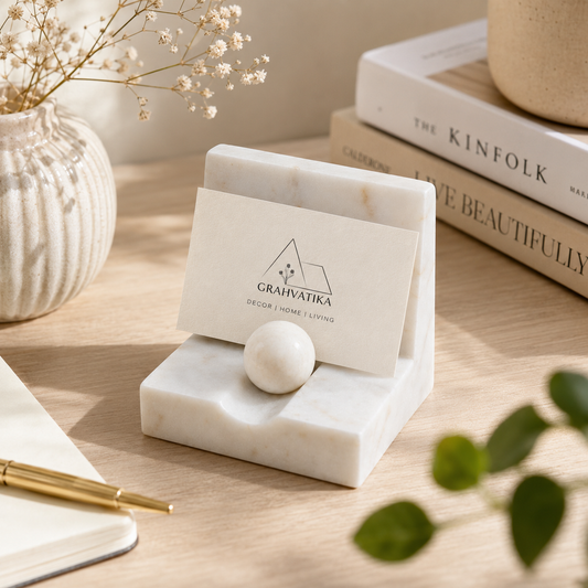 White Marble Business Card Holder