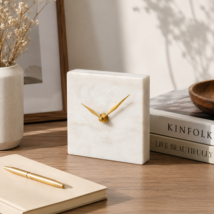 Premium White Marble Table Clock