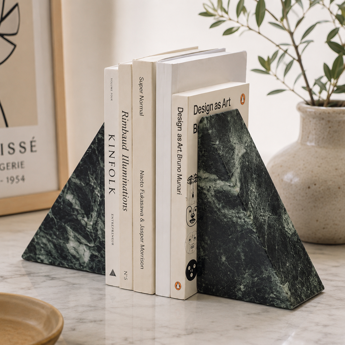 Green Marble Bookends – Set of 2