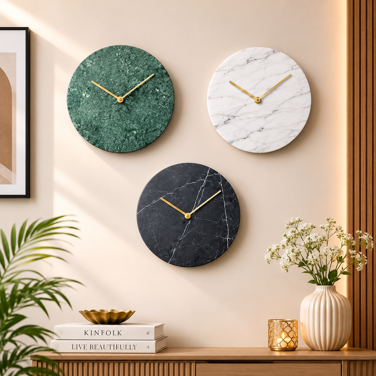 Marble Wall Clock – Modern Minimalist Design