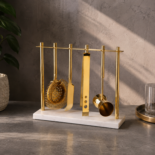 White Marble Base Luxury Barware Organizer & Display Stand