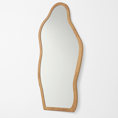 Organic Shaped Wooden Frame Mirror