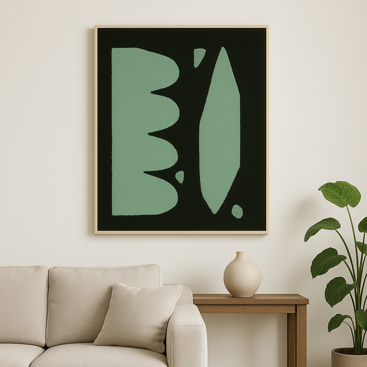 AuraLivin Tufted Abstract Wall Art – Mint Green on Black