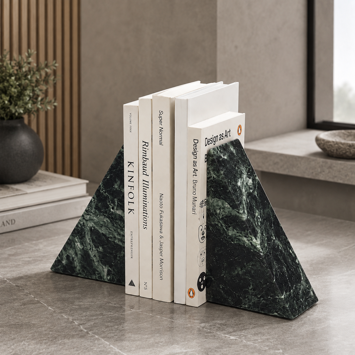Green Marble Bookends – Set of 2