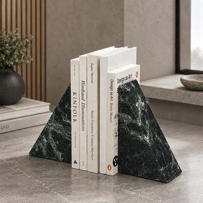 Green Marble Bookends – Set of 2
