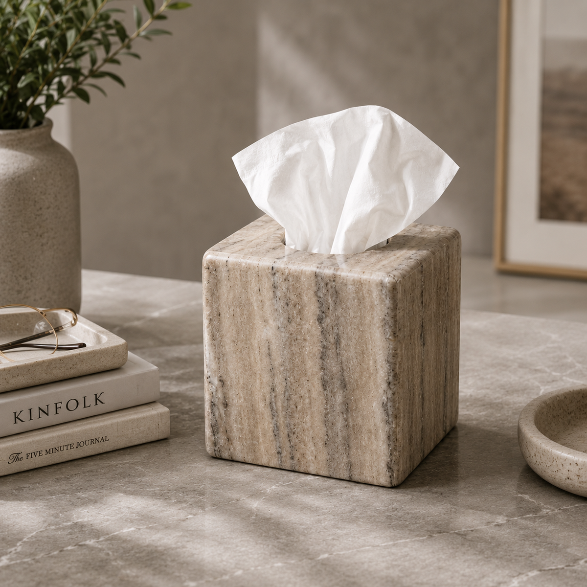 Natural Marble Tissue Box Cover