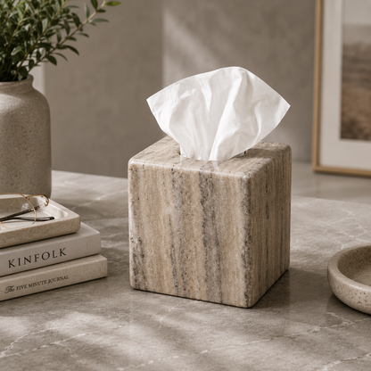 Natural Marble Tissue Box Cover