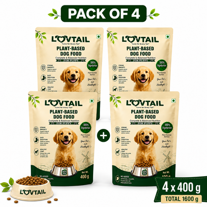 Puppy Dog Food | 100% Plant-Based | Supports Muscle Growth, Digestion & Healthy Coat | 400g x 4 pack