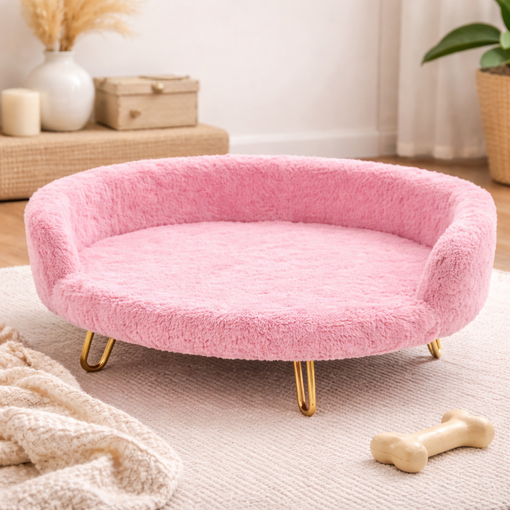 Plush Luxe Pet Bed – Light Pink