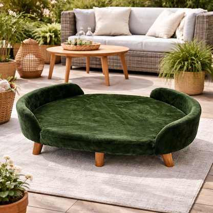 Luxe Raised Pet Sofa Bed for Large Dogs – Forest Green | XL & XXL Sizes