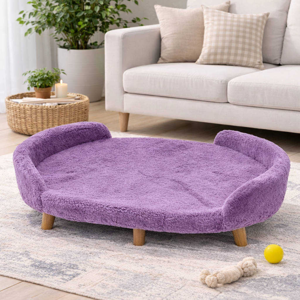 Luxe Raised Pet Sofa Bed for Large Dogs – Lavender | XL & XXL Sizes