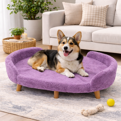 Luxe Raised Pet Sofa Bed for Large Dogs – Lavender | XL & XXL Sizes