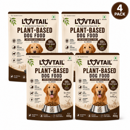 Adult Dog Food | 100% Plant-Based | Supports Gut Health, Immunity & Lean Muscle | 400g x 4 pack