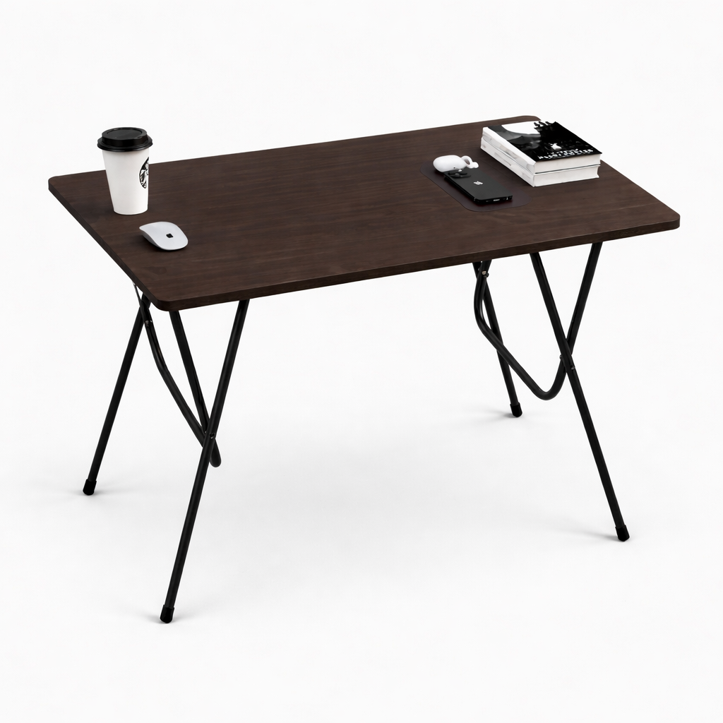 Foldable Study Table | Portable Work Desk for Home, Office & Study - Walnut Brwon