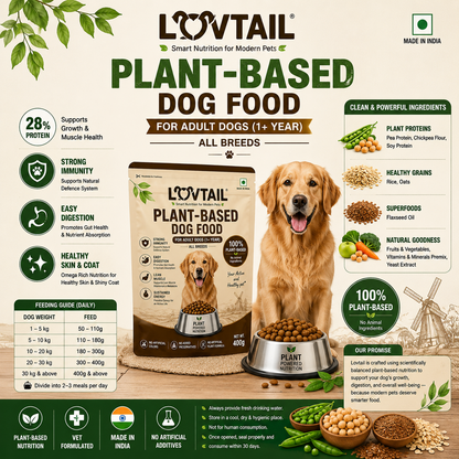 Adult Dog Food | 100% Plant-Based | Supports Gut Health, Immunity & Lean Muscle | 400g x 4 pack