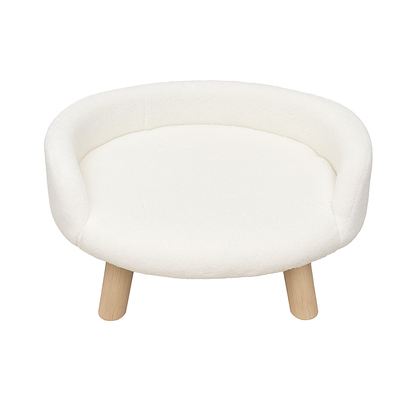 Snowy Round Pet Bed – Plush White Comfort