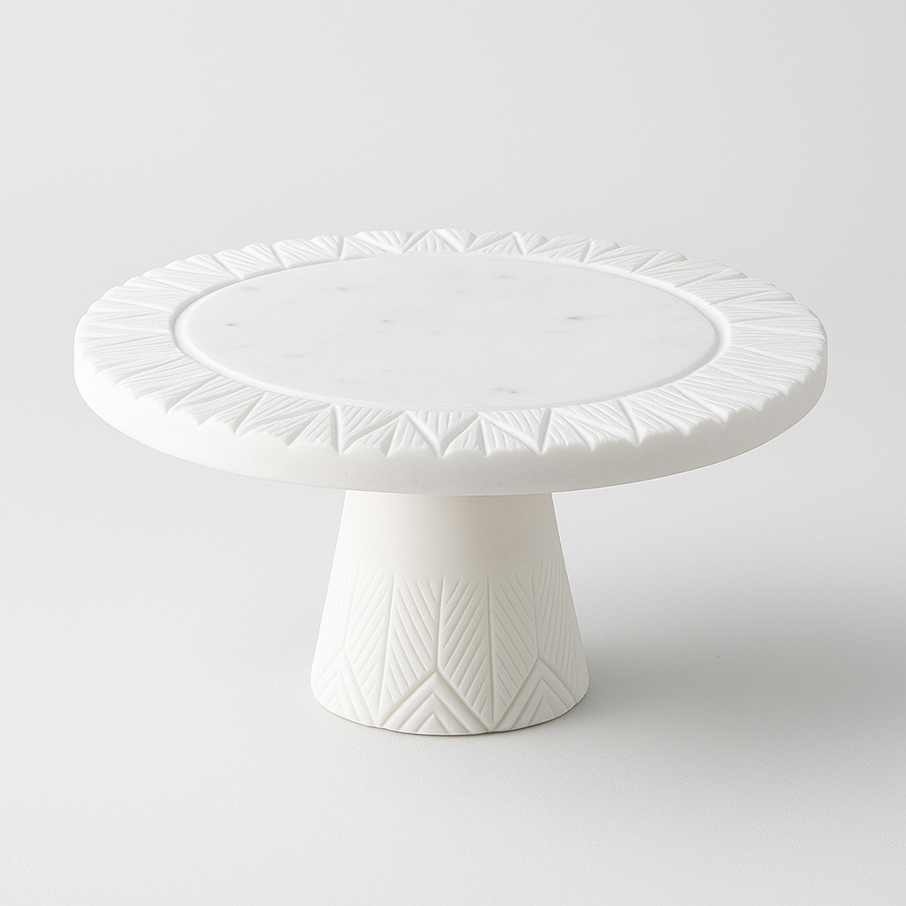 White Carved Marble Cake & Dessert Stand – Pedestal