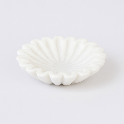 White Marble Fluted Bowl – Handcrafted Elegance for Home & Decor