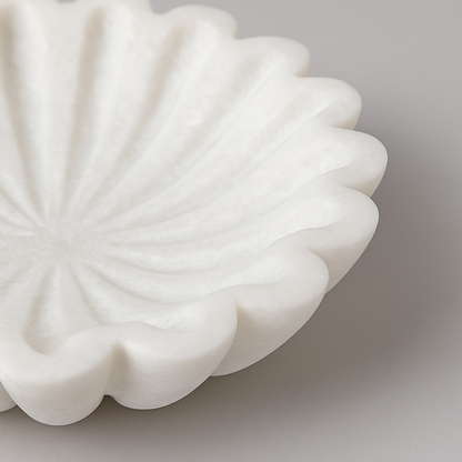 White Marble Fluted Bowl – Handcrafted Elegance for Home & Decor