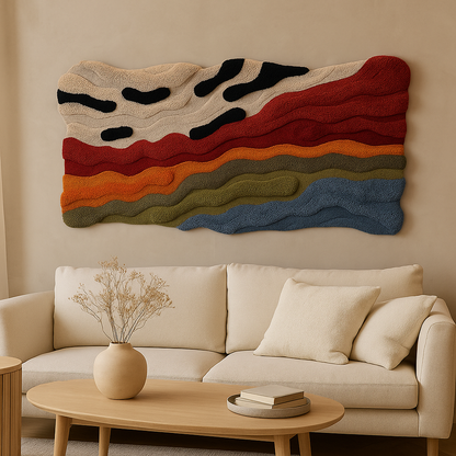 AuraLivin Tufted Wall Art – Textured Waves in Multi-Color