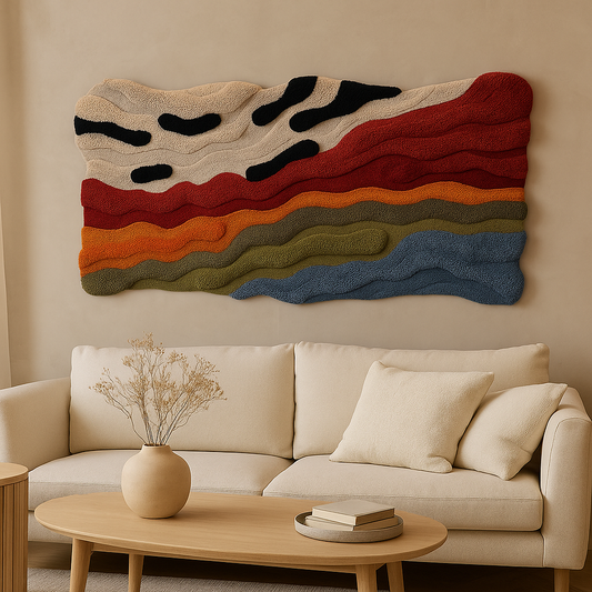 AuraLivin Tufted Wall Art – Textured Waves in Multi-Color