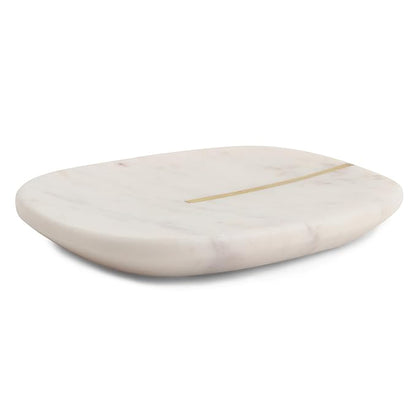 White Marble Bathroom Accessory Set with Gold Detailing – 5 Piece SET